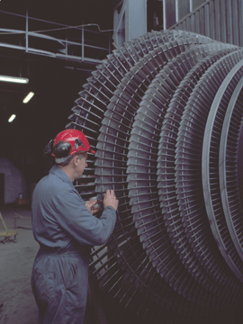 Inspecting blades of a gas turbine